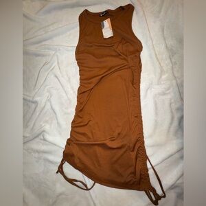 Brown Sleeveless Mini Dress